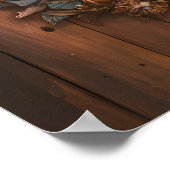 Poster Fresque enchantée sur mur en bois (Coin)