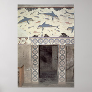 Poster Fresques dauphins dans la salle de bain de la rein