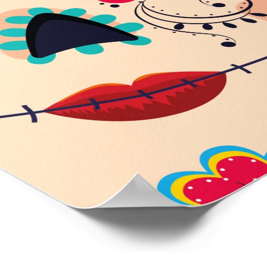 Poster Frida Fête Rose des Morts Imprimer (Coin)