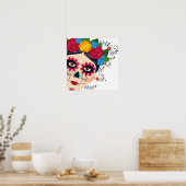 Poster Frida Fête Rose des Morts Imprimer (Cuisine)