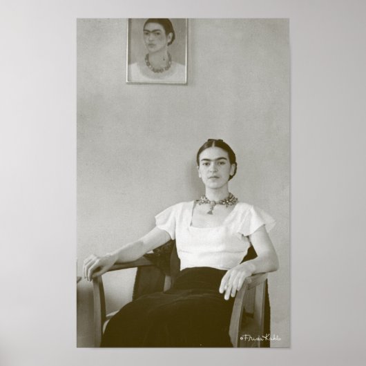 Poster Frida Kahlo assis avec Frida Peinture (Devant)