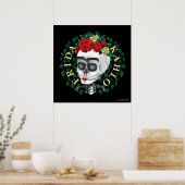 Poster Frida Kahlo | Crâne avec couronne Rose (Cuisine)