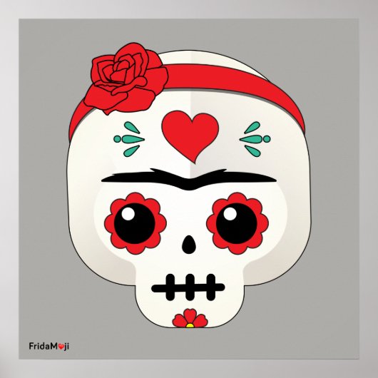 Poster Frida Kahlo | FridaMoji - Sugar Skull (Devant)