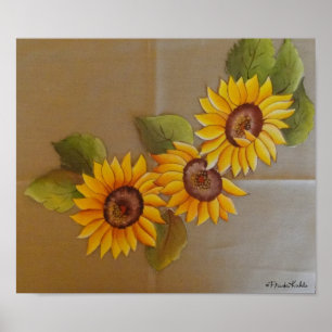 Poster Frida Kahlo Painted Sunflowers