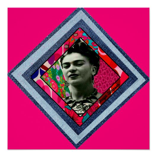 Poster Frida Kahlo Retro Denim Diamond (Devant)