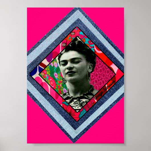 Poster Frida Kahlo Retro Denim Diamond (Devant)