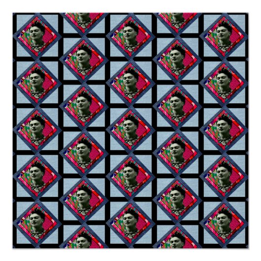 Poster Frida Kahlo Retro Pink Denim (Devant)