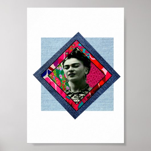 Poster Frida Kahlo Retro Pink Denim (Devant)