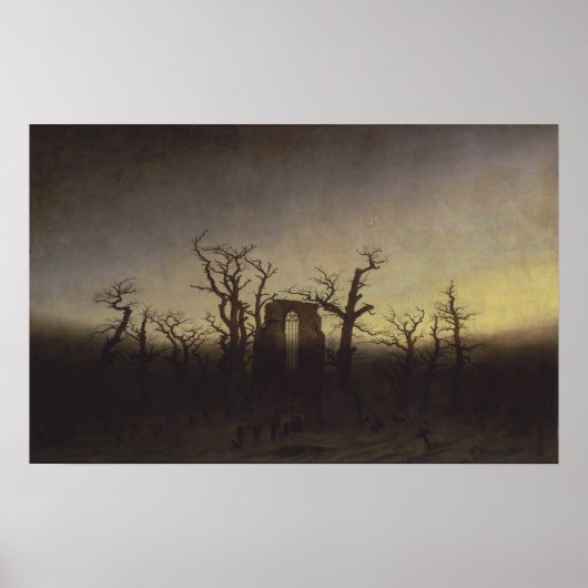 Poster Friedrich - Abbaye dans la forêt de chênes (Devant)
