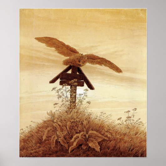 Poster Friedrich - Hibou sur une tombe 1837 (Devant)