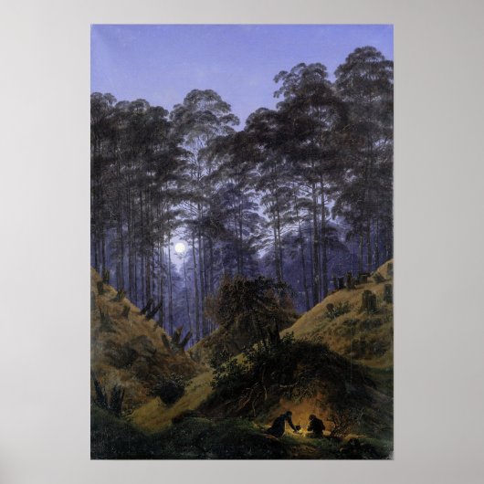 Poster Friedrich - Intérieur de forêt au clair de lune (Devant)