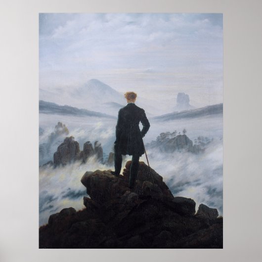Poster Friedrich's Wanderer au-dessus de la mer de brouil (Devant)