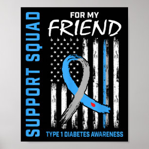 Poster Friend Type 1 Diabetes Shirt American Flag Support
