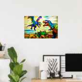 Poster Friendly Encounter - Dragon and Dinosaur (Bureau à domicile)
