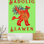Poster Friendly Red Dragon ou Griffon, ajoutez votre text (Cuisine)