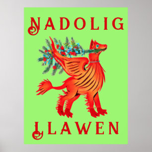 Poster Friendly Red Dragon ou Griffon, ajoutez votre text