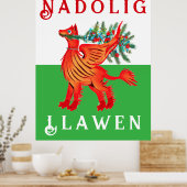 Poster Friendly Welsh Red Dragon, ajouter votre texte Pos (Cuisine)