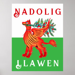 Poster Friendly Welsh Red Dragon, ajouter votre texte Pos