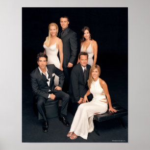 Poster FRIENDS™ Groupe en tenue de soirée noir et blanc