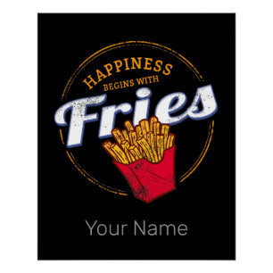 Poster Fries Chips Snack Pomme de terre Vintage ou frites