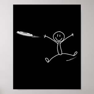 Poster Frisbee Stickman Disc Golf Drôle de Frisbee ultime
