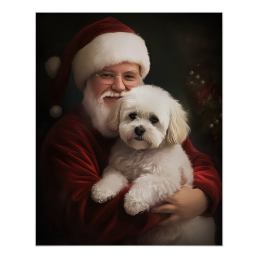 Poster Frise de Bichon avec Noël Festif du Père Noël (Devant)