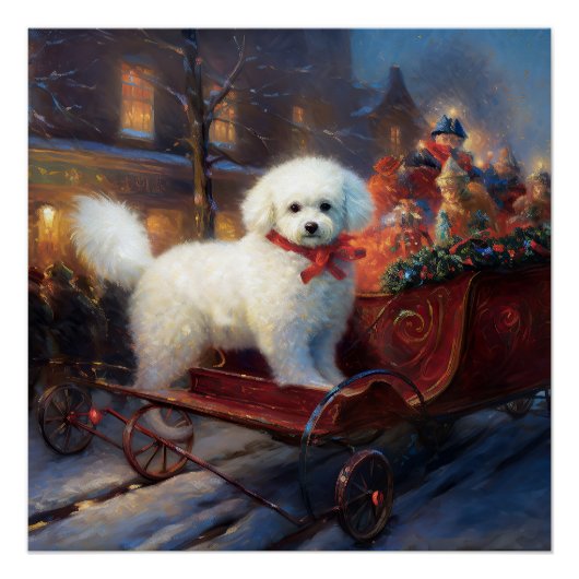 Poster Frise de Bichon Frise Festin de Noël (Devant)