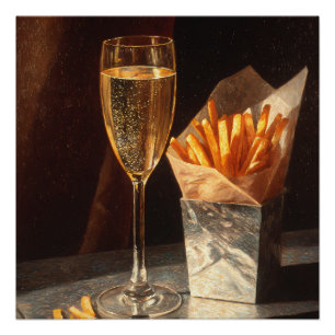 Poster Frites et champagne