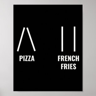 Poster Frites Pizza Ski Citation Drôle Skieur Ski En