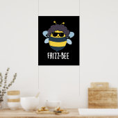 Poster Frizz-Bee Funny Afro Bee Pun Dark BG (Cuisine)
