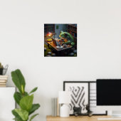 Poster Frog à l'aide d'un ordinateur (Bureau à domicile)
