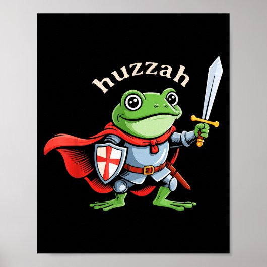 Poster Frog Knight Hourra Citation de mème d'épée drôle M (Devant)