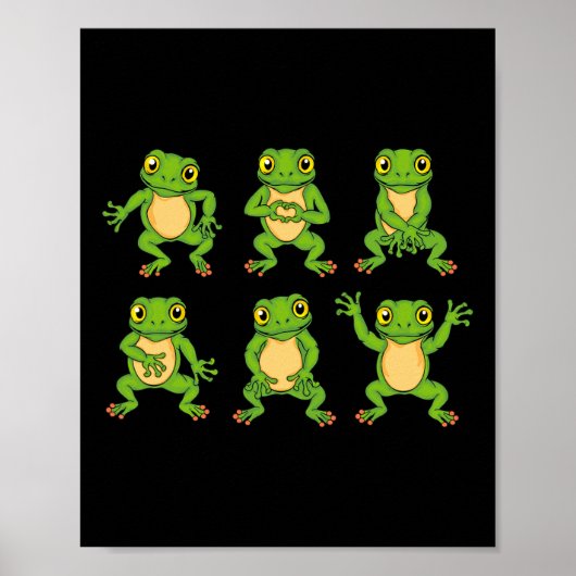 Poster Frog Lover Kids Cute Dancing Frogs (Devant)