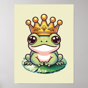 Poster Frog Prince in Gold Crown Fairytale Nursery Room