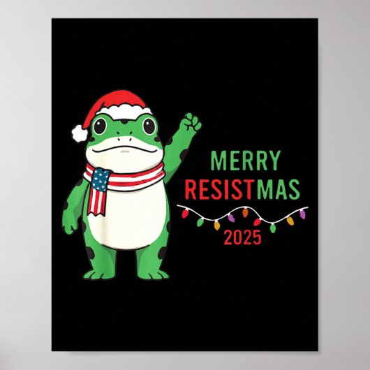 Poster Frog Retro Merry Resistmas Funny Litical Christmas (Devant)
