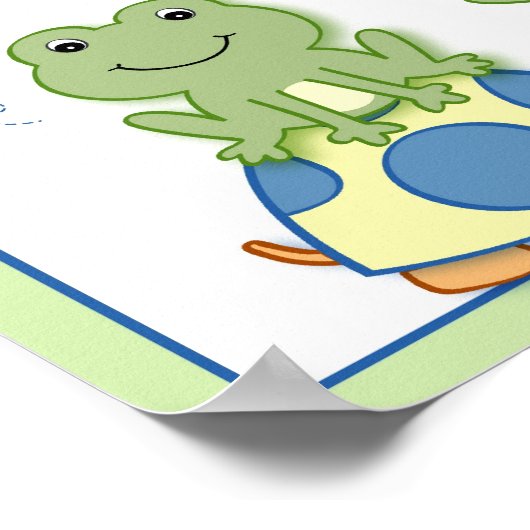 Poster Froggy Frog Turtle Nursery Mur Art Nom Imprimer (Coin)