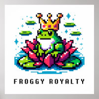 Froggy Pourcentage Cute Pixel Art Crowé Frog Desig