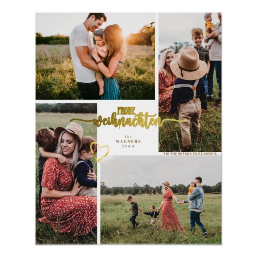 Poster Frohe Weihnachten German Christmas 4 Photo Collage (Devant)