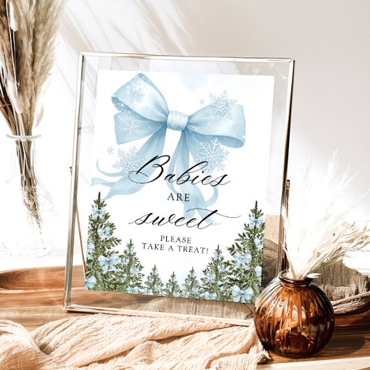 Poster Froid à l'extérieur de l'hiver Blue Bow Baby sont