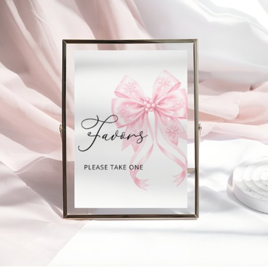 Poster Froid Hiver Hiver Pink Bow Baby shower Faveurs