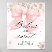 Poster Froid Hiver Hiver Pink Bow Baby sont doux (Devant)
