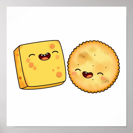 Poster Fromage Cute Kawaii Et Crack-er (Devant)