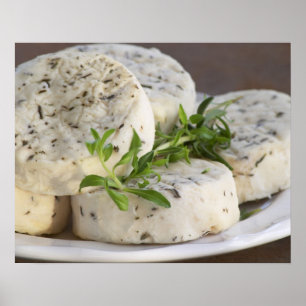 Poster Fromage de chèvre français - chèvre - avec des her