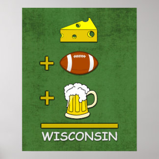 Poster Fromage Football Bière Wisconsin Funny Math