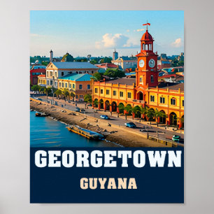 Poster Front colonial de Georgetown et patrimoine guyanai