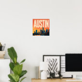Poster Front de mer d'Austin Texas Capitole (Bureau à domicile)