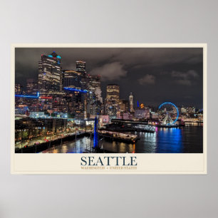 Poster Front de mer de Seattle et Grande Roue