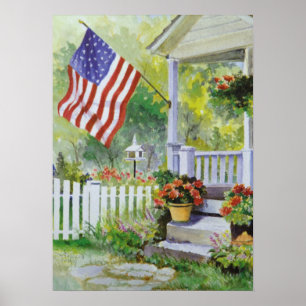 Poster Front porch du Colonial Country Home