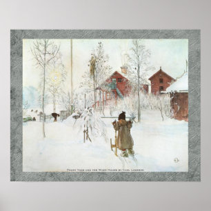 Poster Front Yard et la maison de lavage Carl Larsson 20x