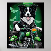 Poster Frontière Collie Chien Conduite Vélo St. Patrick's (Devant)